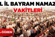 Kurban Bayramı İl il bayram namazı saatleri