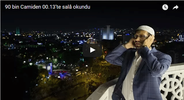 90 bin camiden 00:13’te salâlar okundu